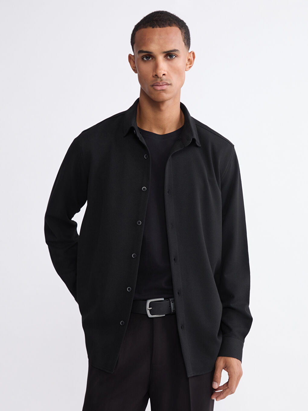 Siyah Slim Fit Erkek Gömlek