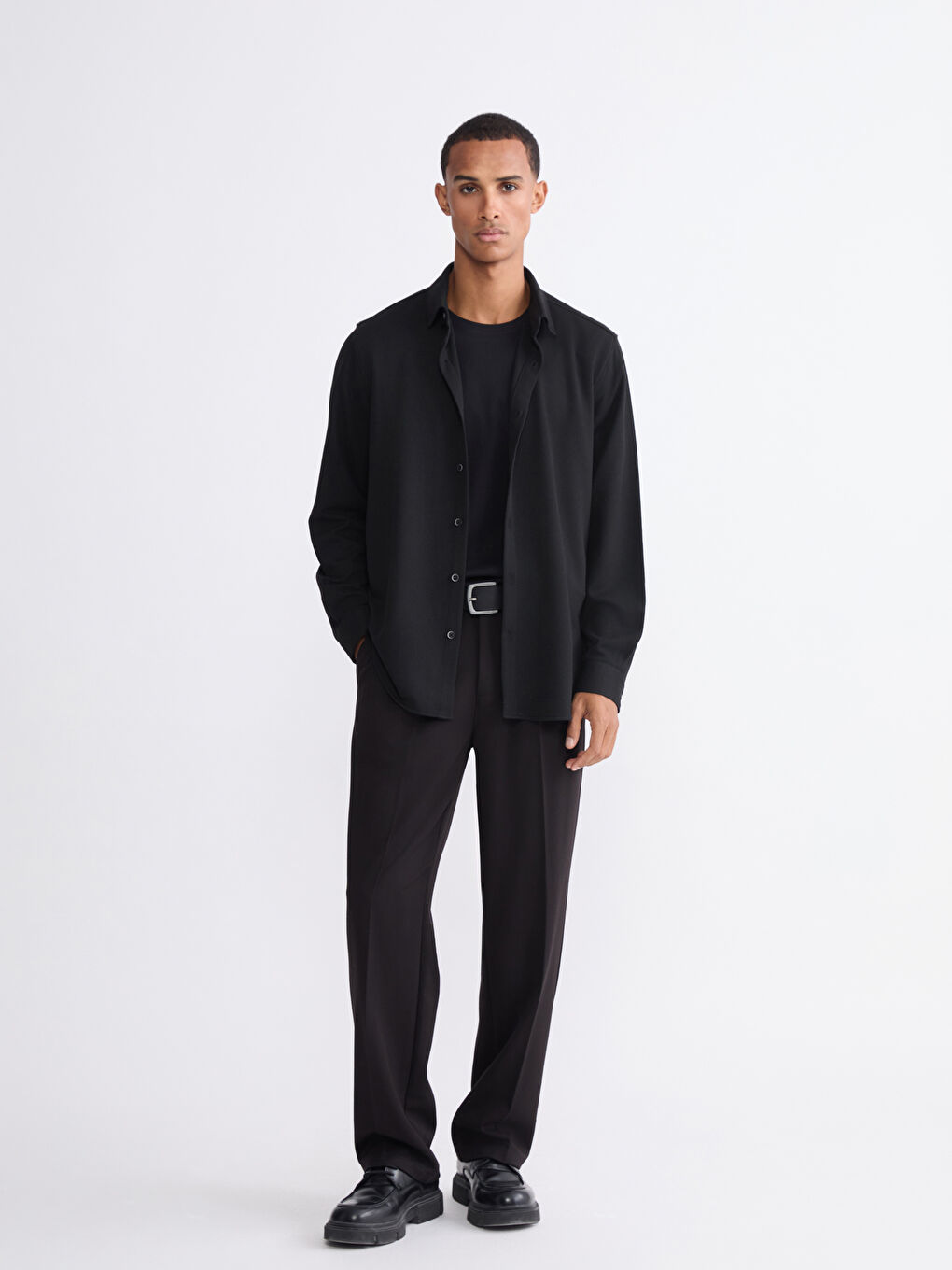 Siyah Slim Fit Erkek Gömlek-1