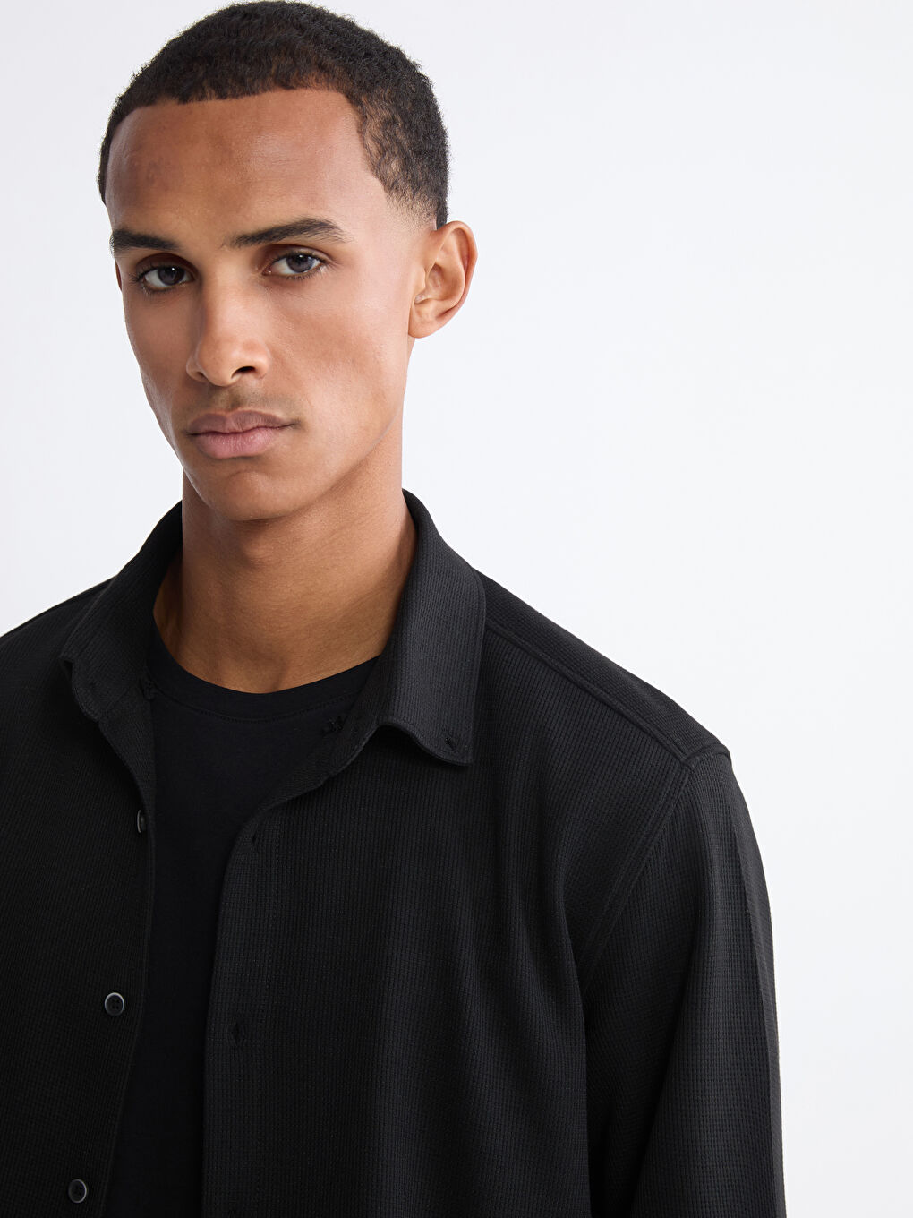 Siyah Slim Fit Erkek Gömlek-2