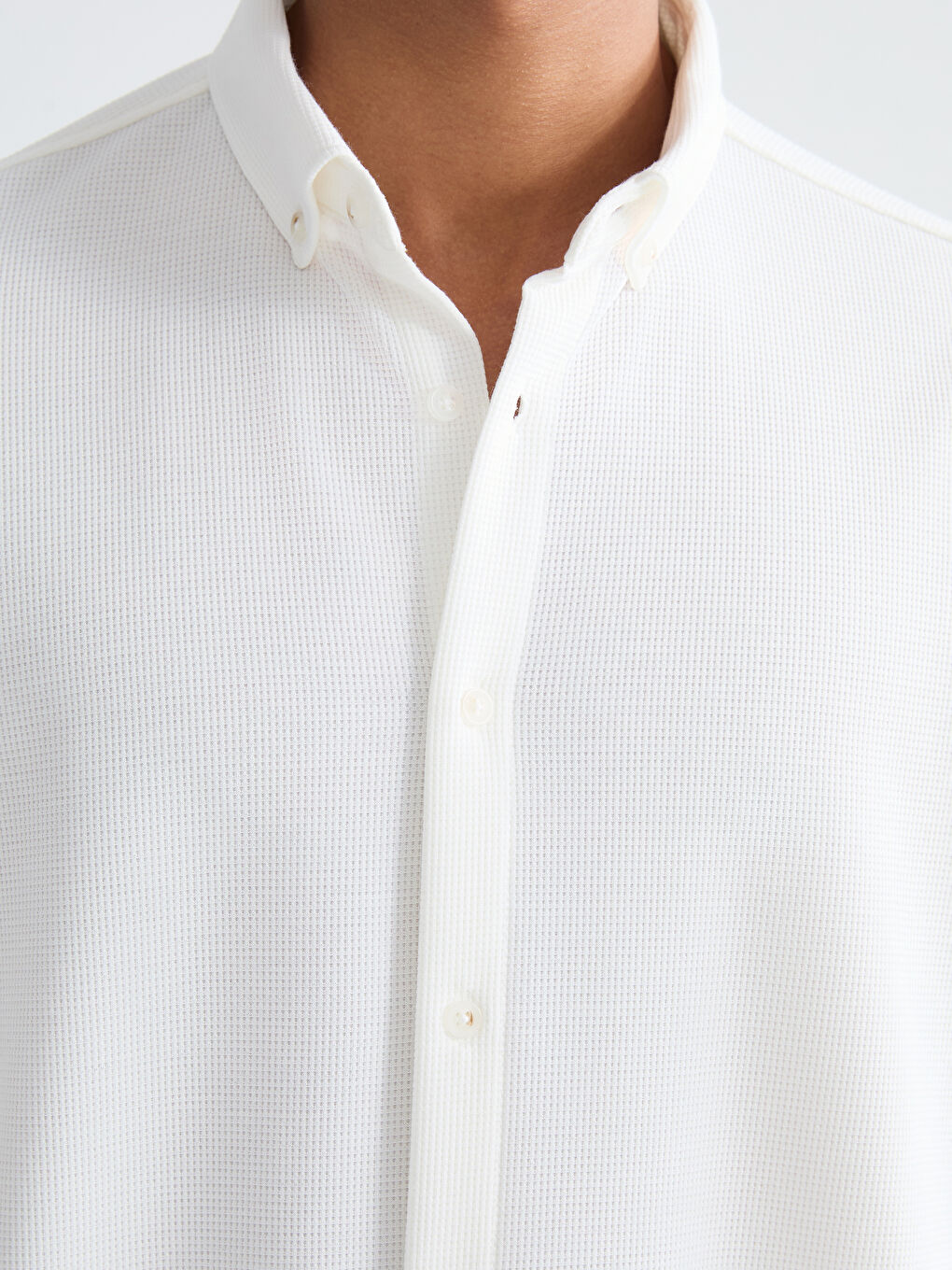 Ekru Slim Fit Erkek Gömlek-2