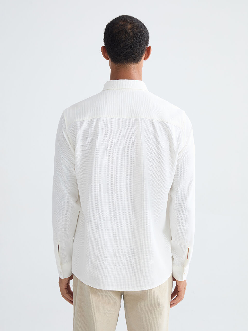 Ekru Slim Fit Erkek Gömlek-3
