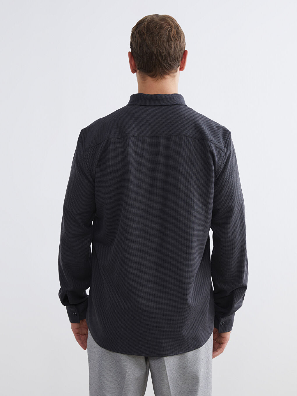 Antrasit Slim Fit Erkek Gömlek-3