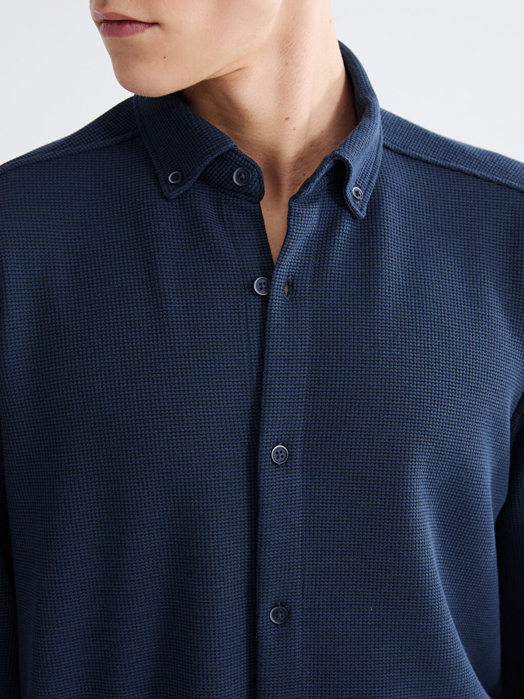 Petrol Slim Fit Erkek Gömlek-2