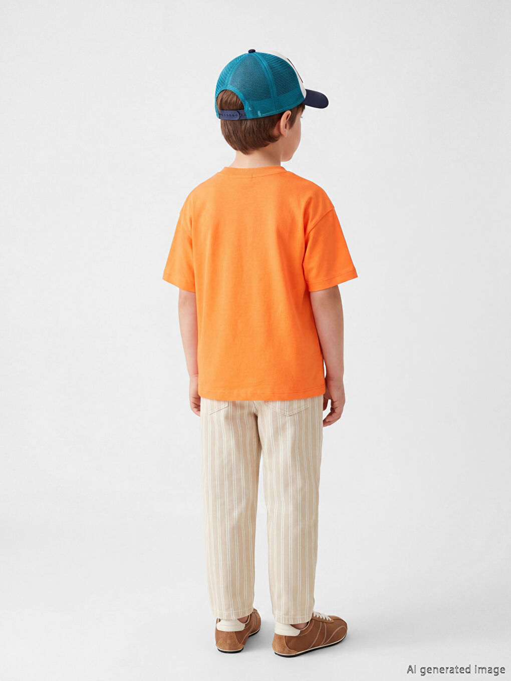 Turuncu Nostaljik Maymun Baskılı Unisex Çocuk Tişört-3