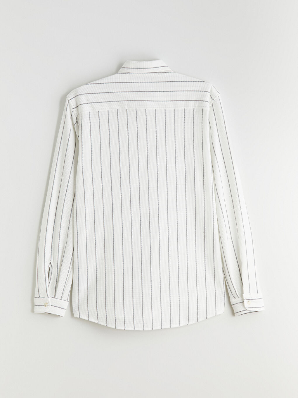 Ekru Slim Fit Çizgili Erkek Gömlek-5