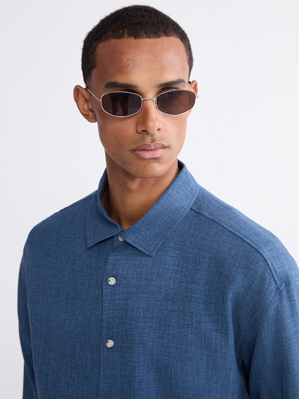 İndigo Rahat Kalıp Erkek Gömlek-2
