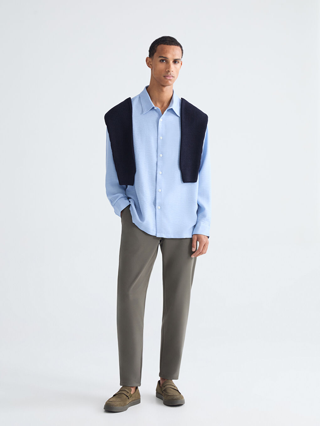 Mavi Rahat Kalıp Erkek Gömlek-1