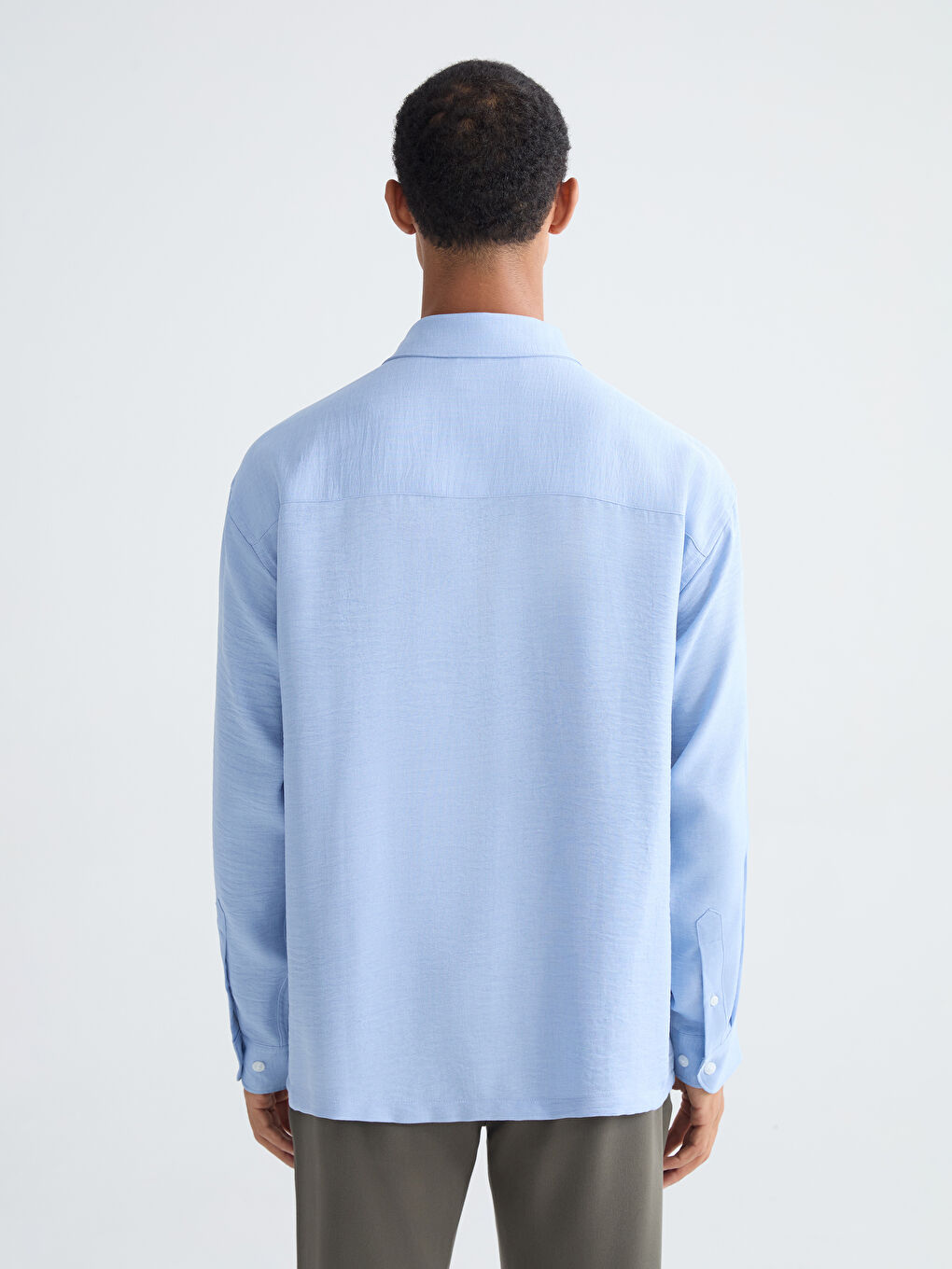 Mavi Rahat Kalıp Erkek Gömlek-3