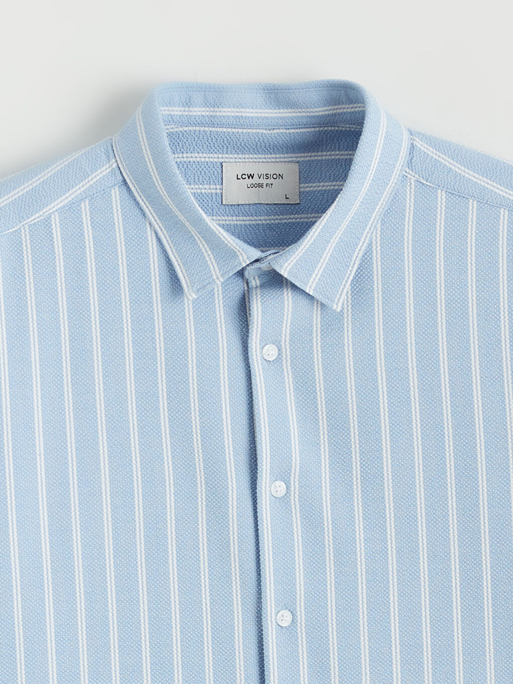 Mavi Regular Fit Çizgili Armürlü Erkek Gömlek-5