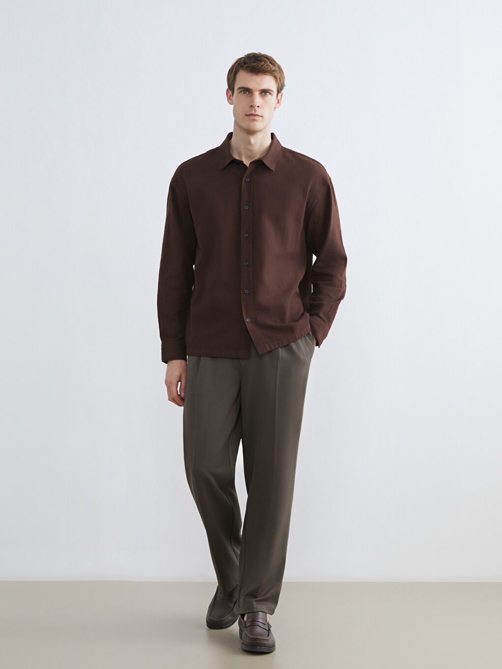 Košulja za muškarce, opušteni kroj, teksturirana-1