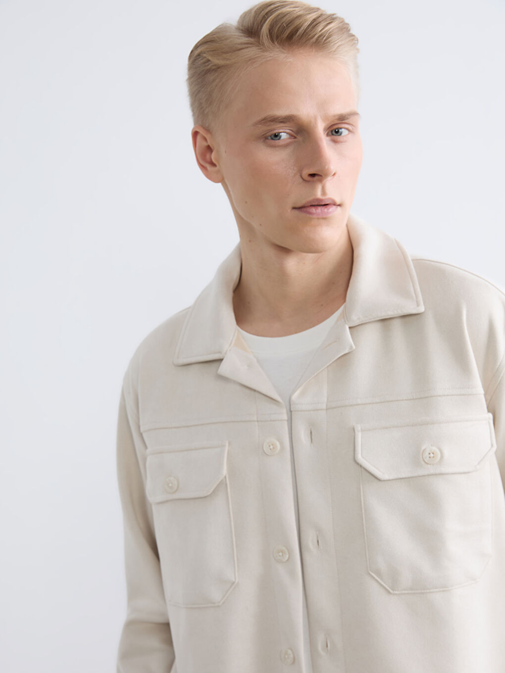 Bej Regular Fit Erkek Gömlek Ceket-2