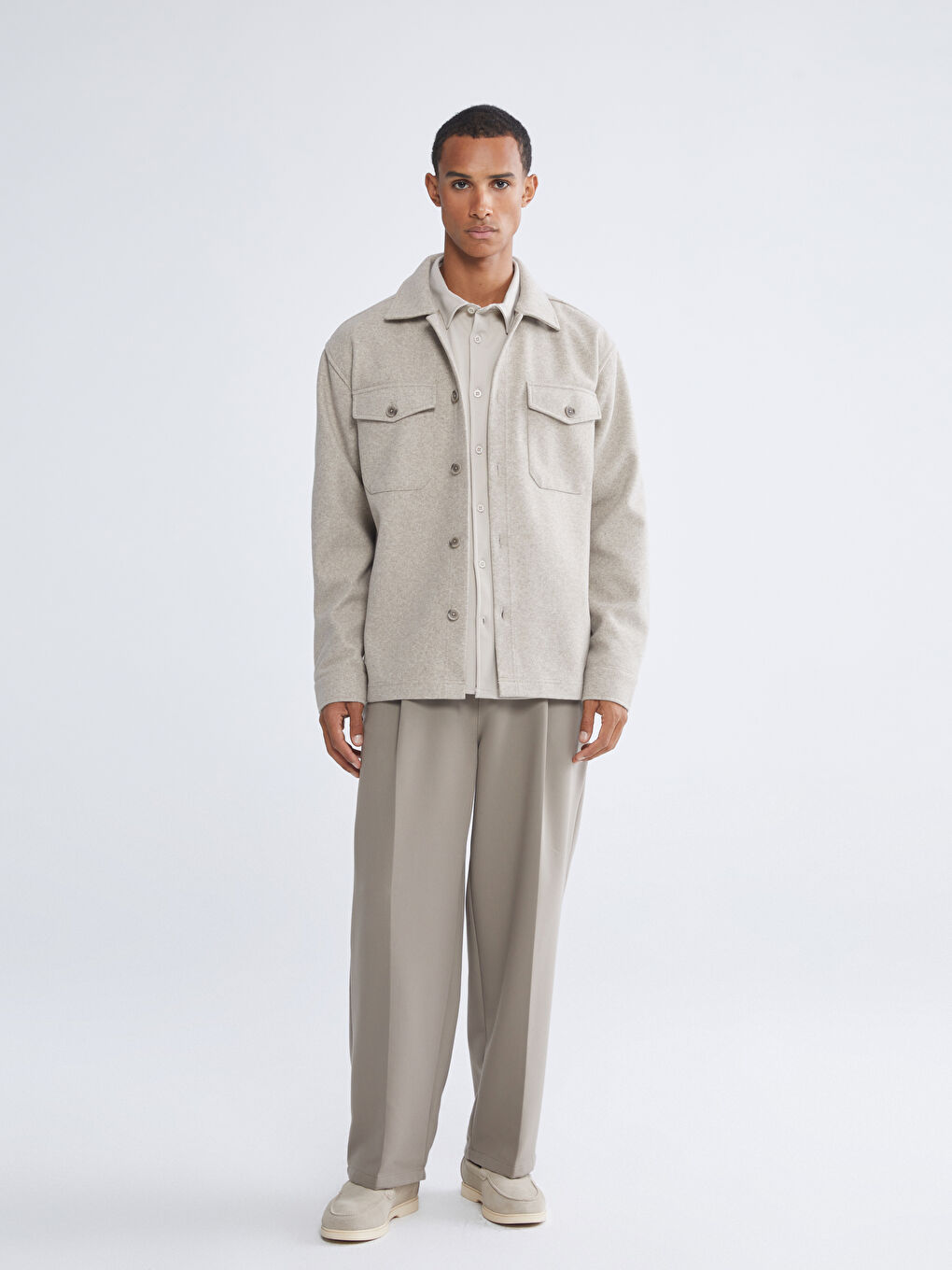 Мужчины Бежевый Верхняя рубашка-1