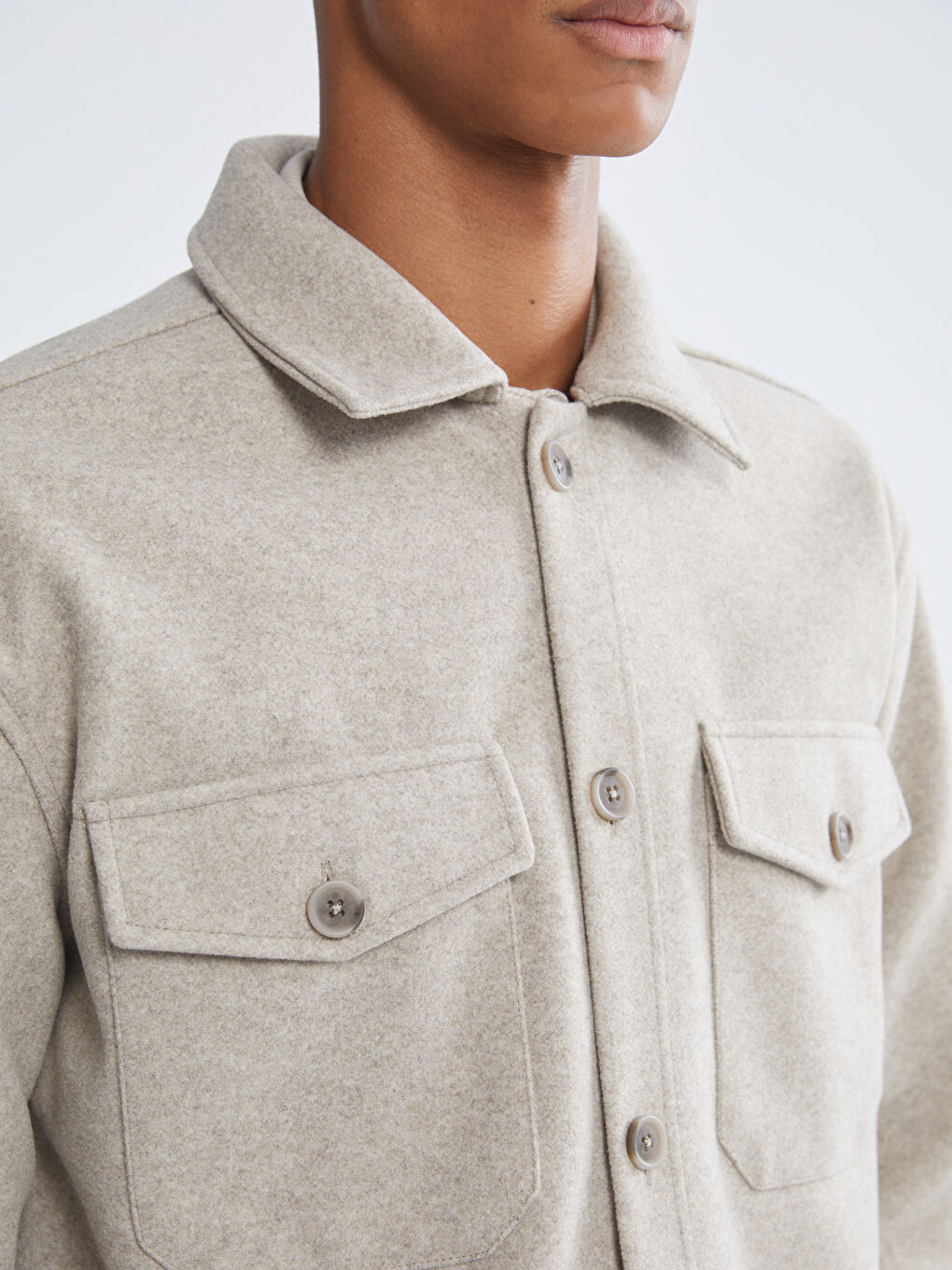 Мужчины Бежевый Верхняя рубашка-2