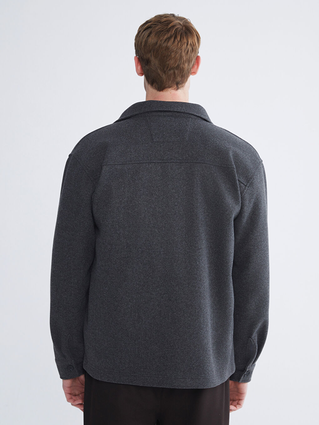 Antrasit Rahat Kalıp Erkek Kaşe Gömlek Ceket-3