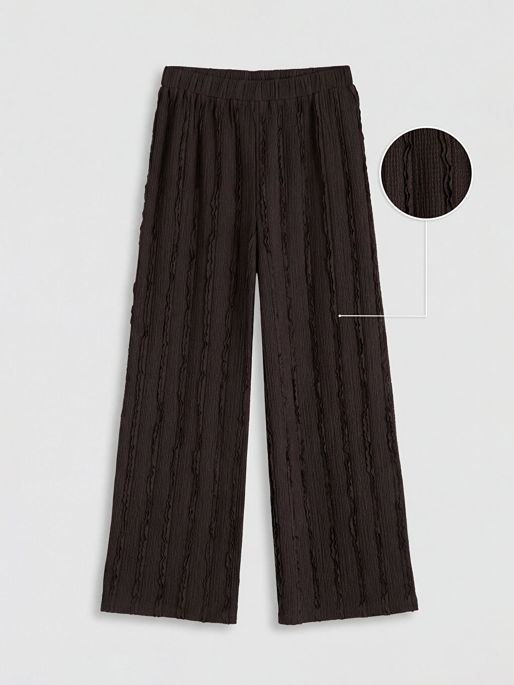 Kahverengi Kız Çocuk Geniş Paça Dokulu Pantolon