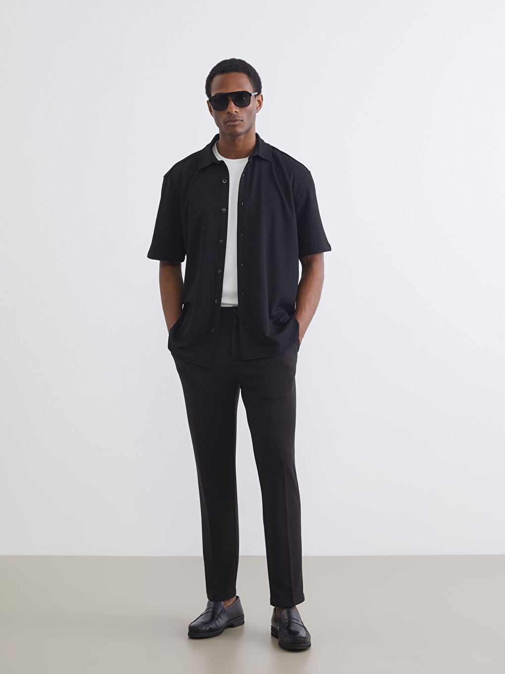 Siyah Regular Fit Erkek Gömlek-1