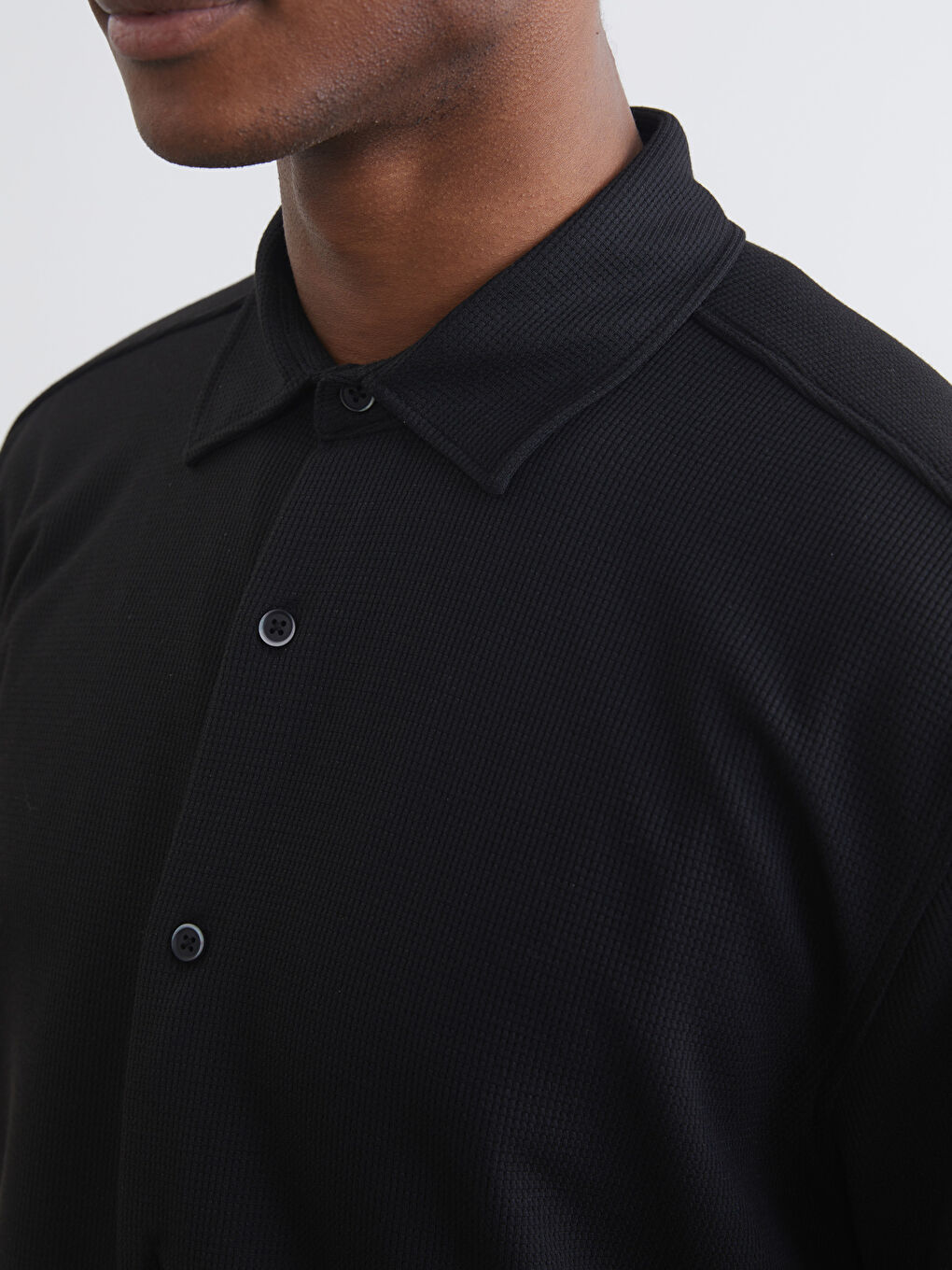 Siyah Regular Fit Erkek Gömlek-2
