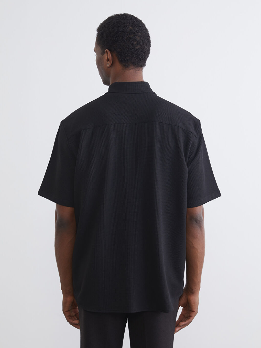 Siyah Regular Fit Erkek Gömlek-3