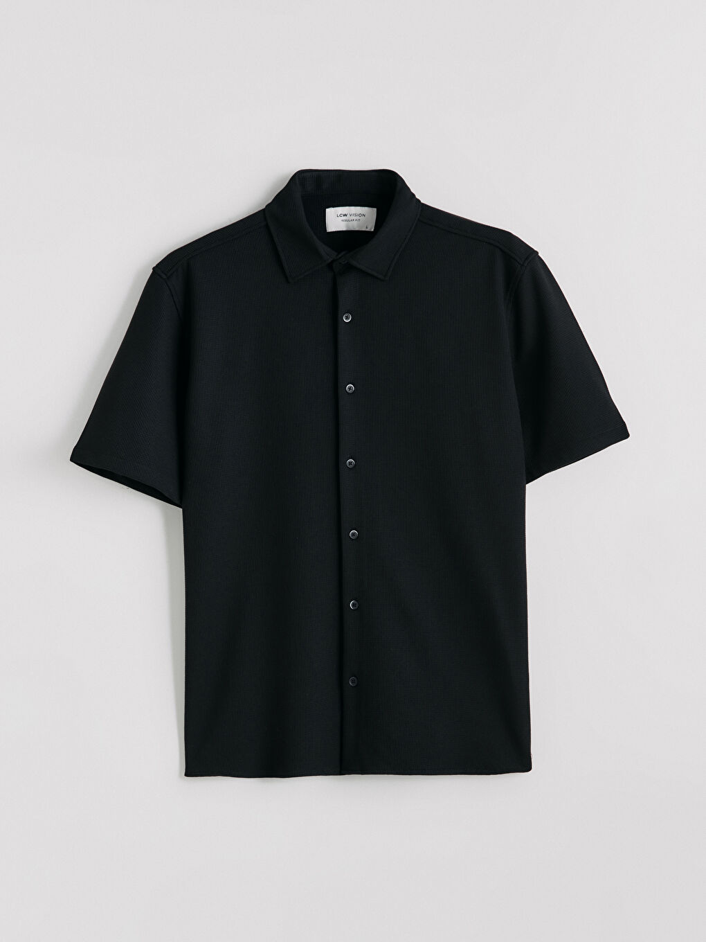 Siyah Regular Fit Erkek Gömlek-4