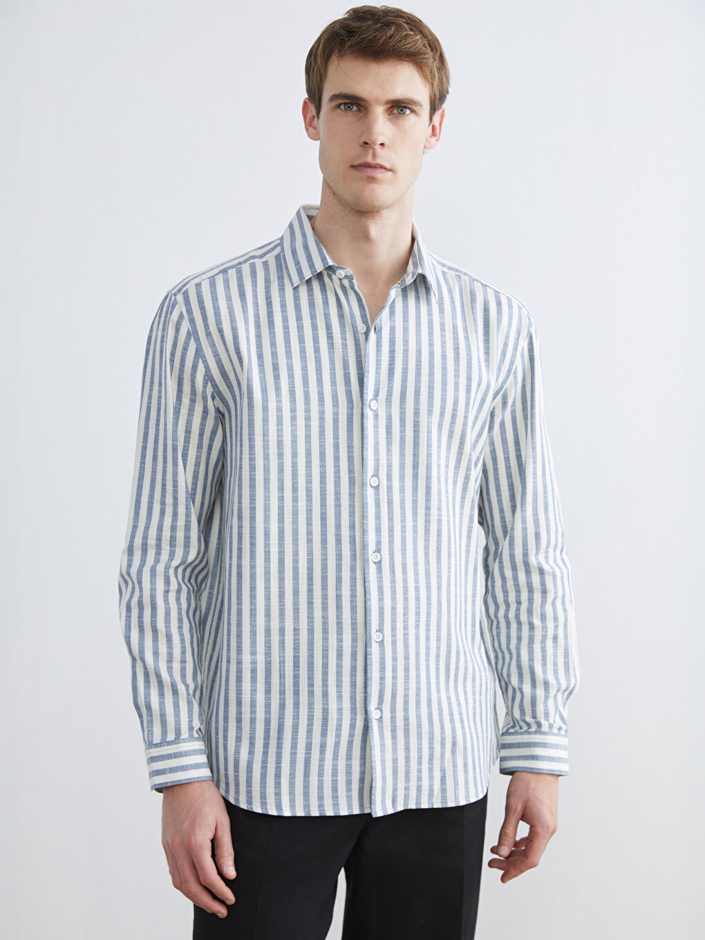 Regular Fit Striped Gabardine Men's Shirt