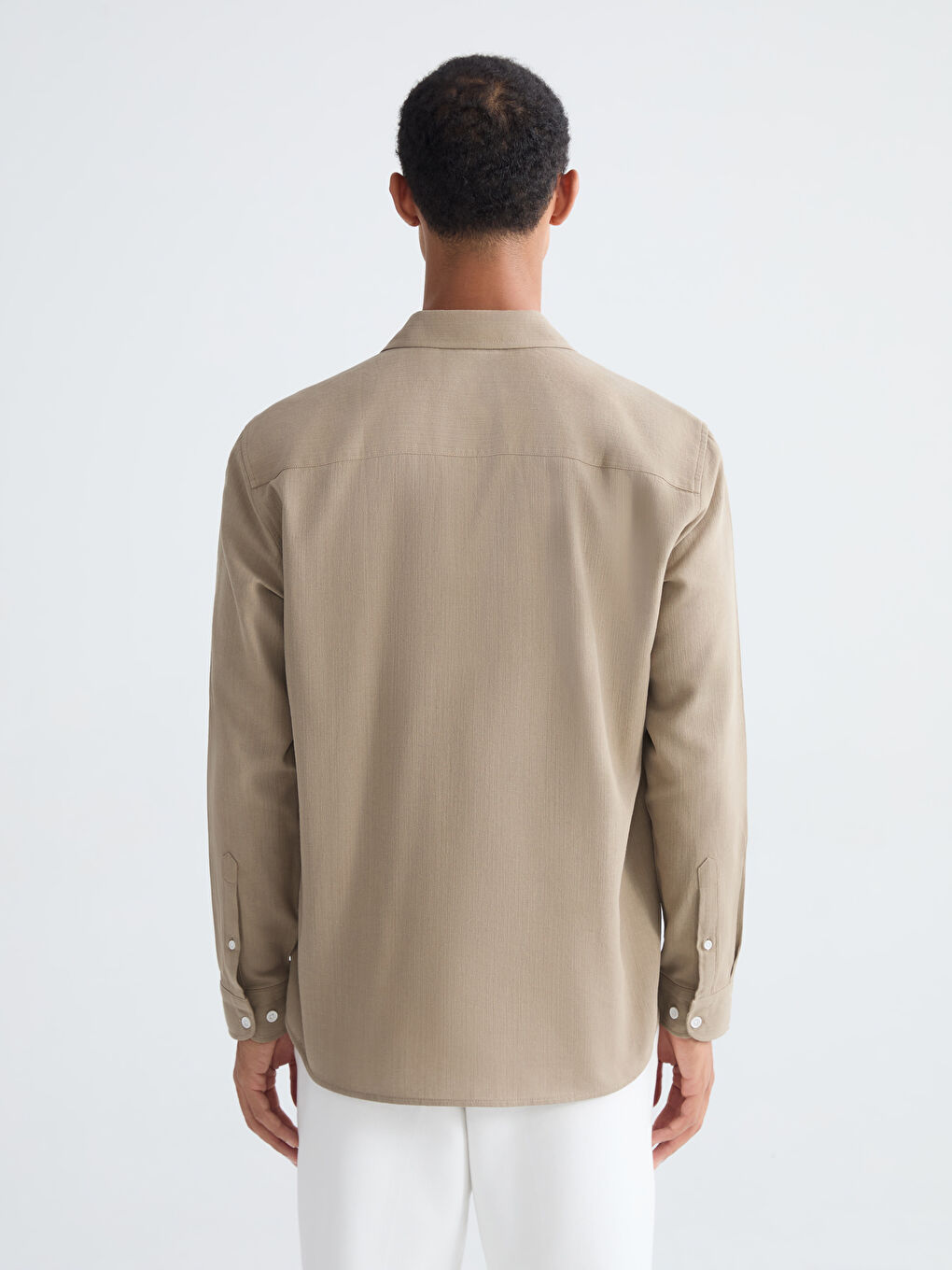 Kahverengi Regular Fit Armürlü Erkek Gömlek-3