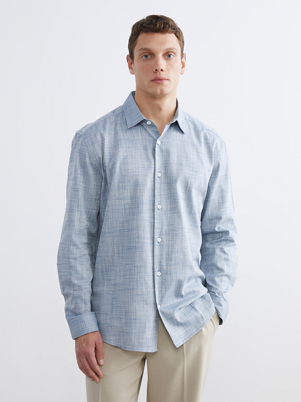 Regular Fit Dobby Fabric Men's Shirt