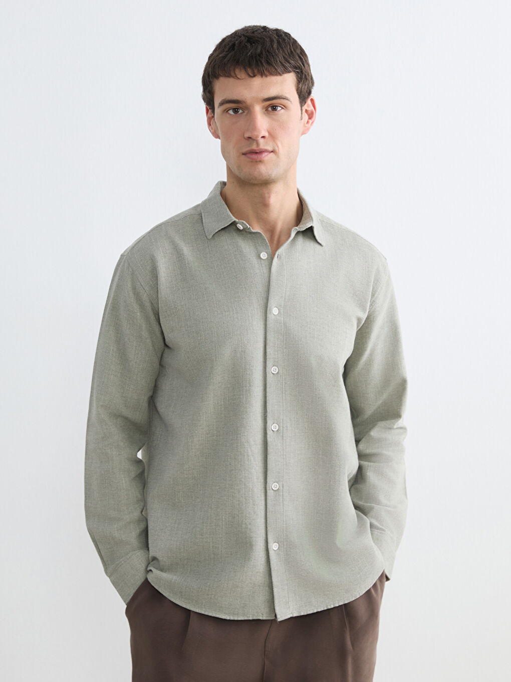 Regular Fit Dobby Fabric Men's Shirt