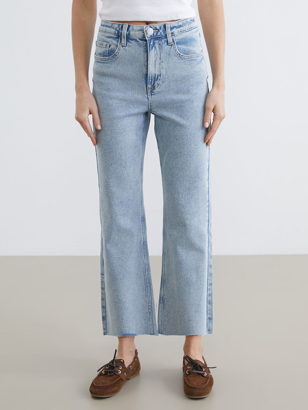 High Waist Crop Flare Women's Jeans-1