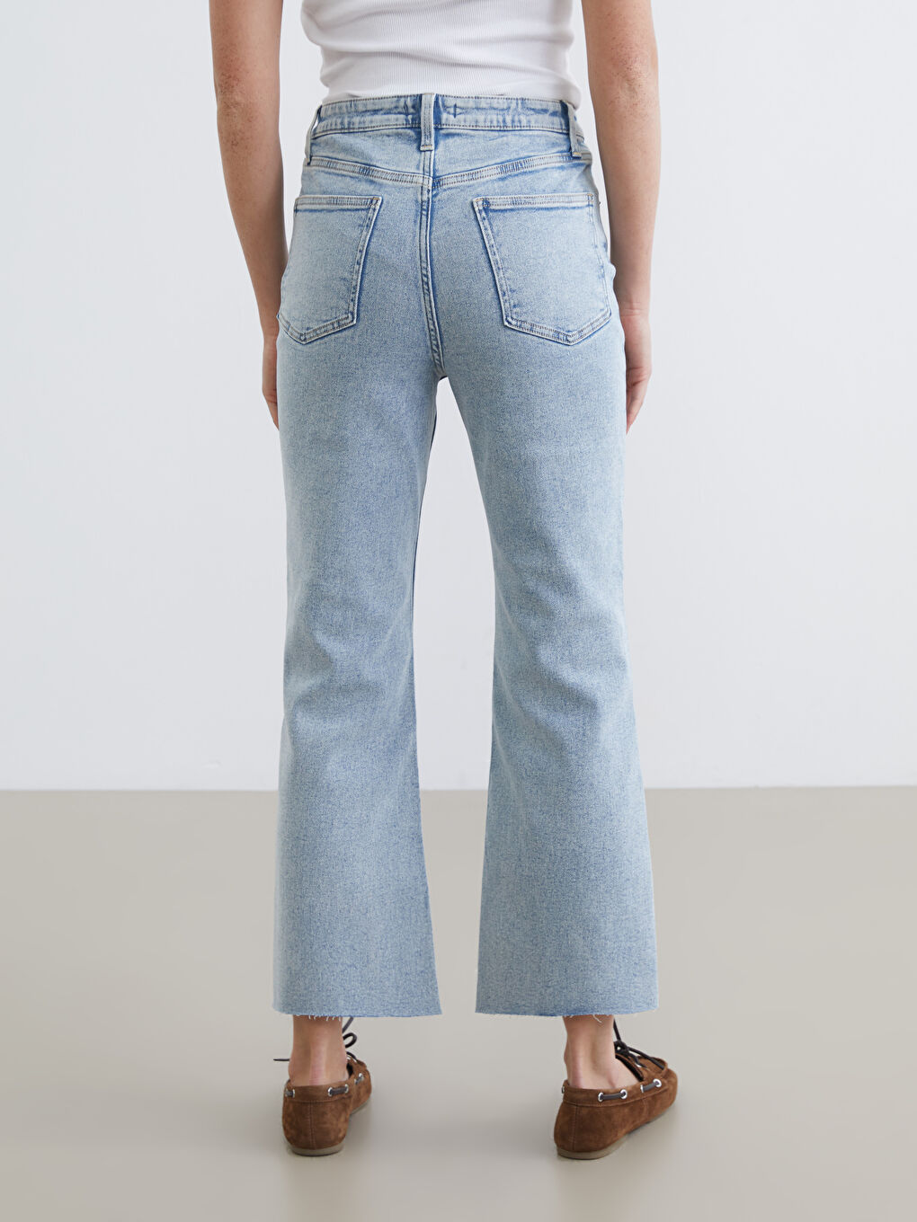 High Waist Crop Flare Women's Jeans-3