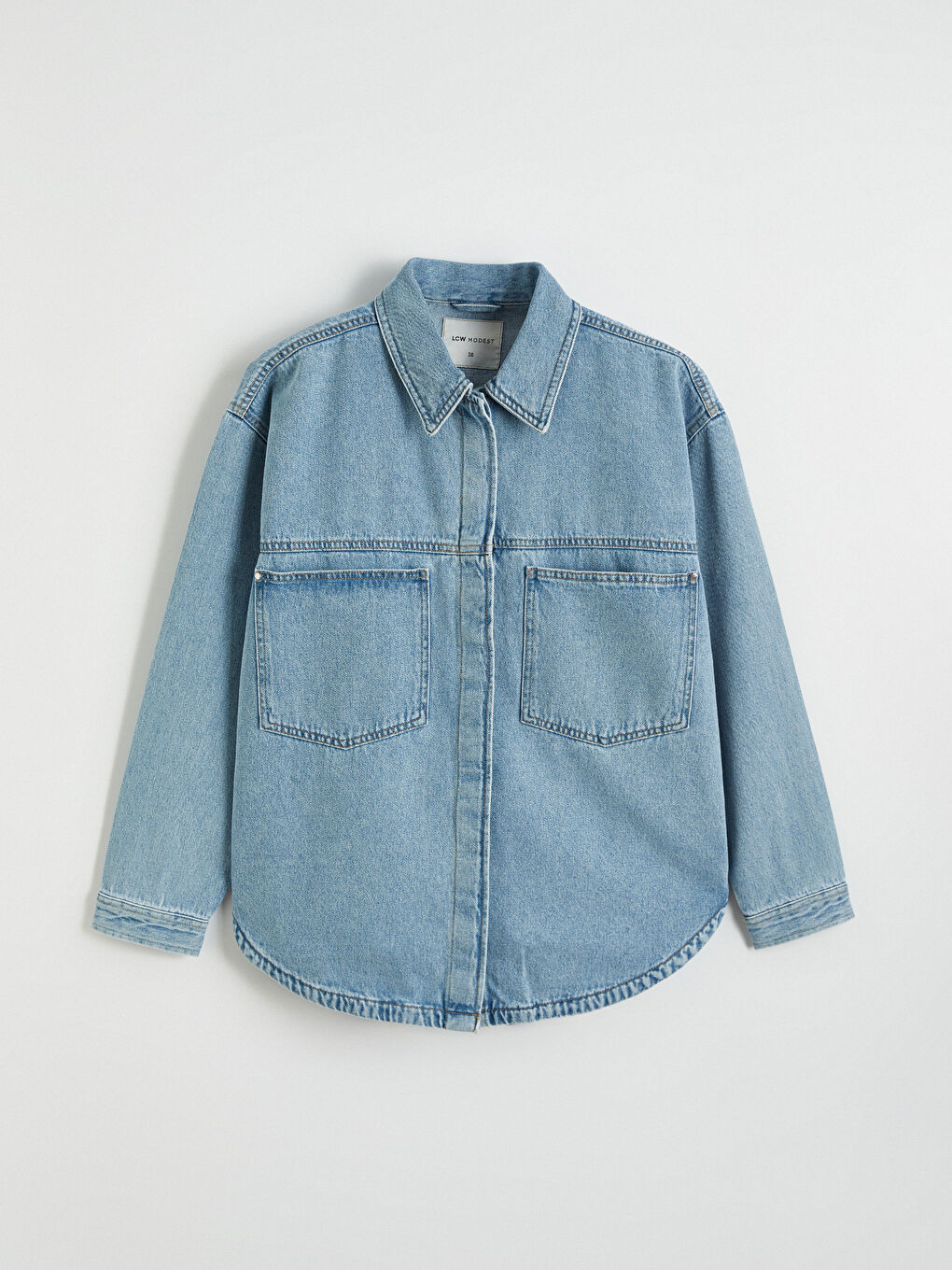 Gömlek Yaka Kadın Jean Ceket-4