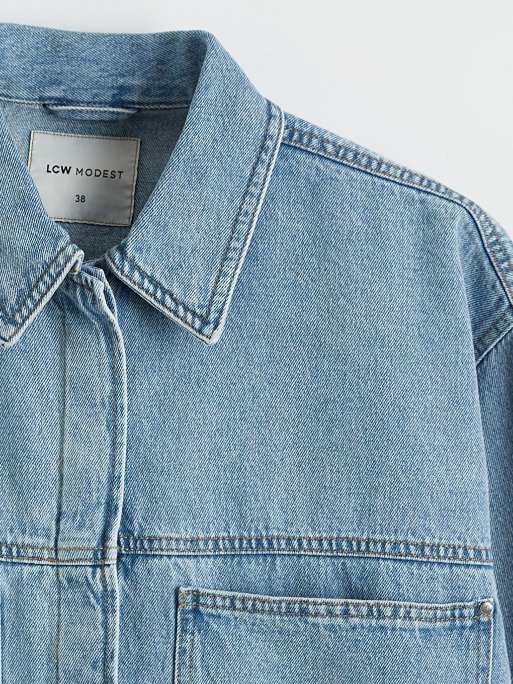 Gömlek Yaka Kadın Jean Ceket-5