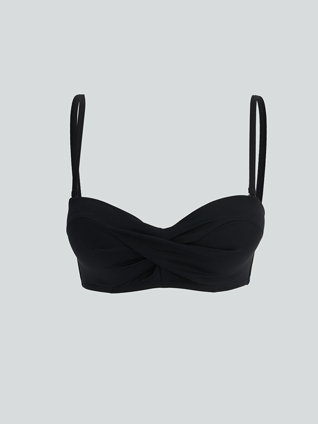 Siyah Çıkarılabilir Askılı Dolgusuz Kadın Bikini Üstü