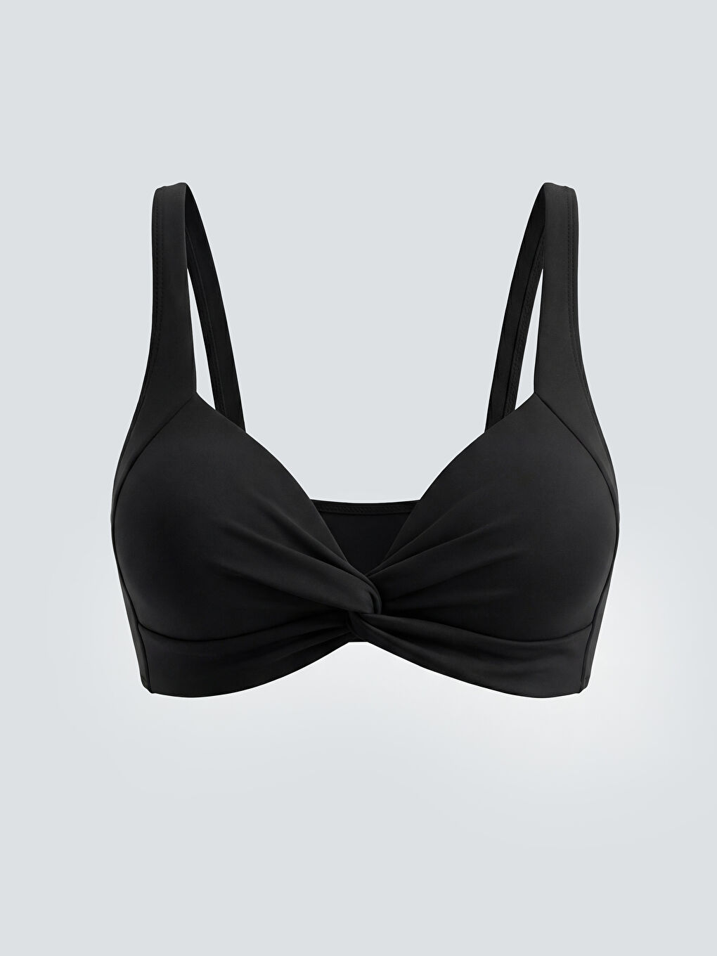 Siyah Burgu Detaylı Kadın Bikini Üstü