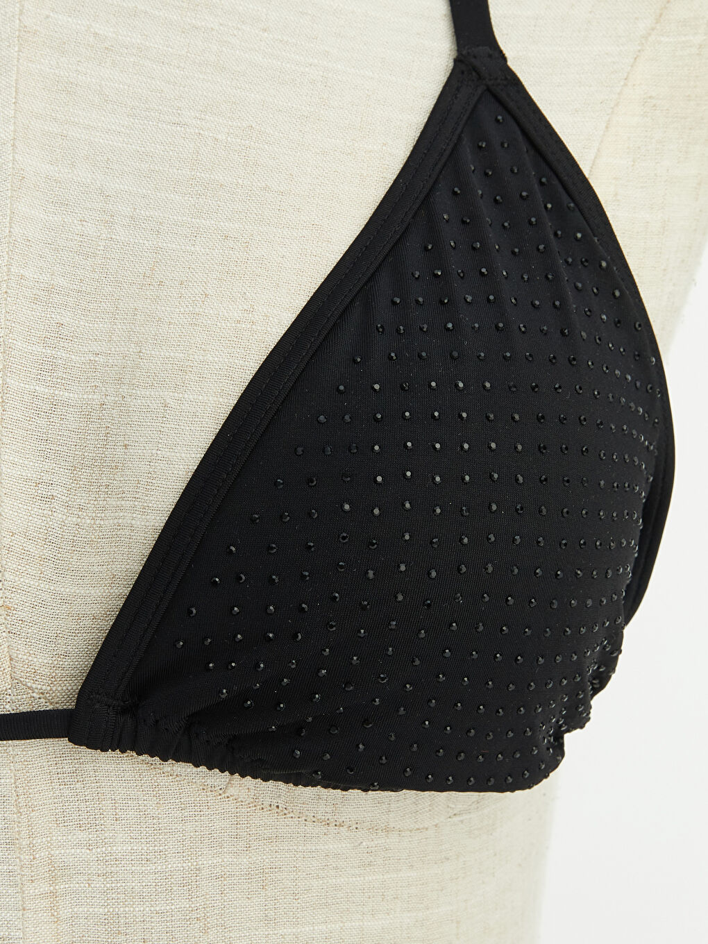 Siyah Çıkarılabilir Pedli Taşlı Kadın Bikini Üstü-2