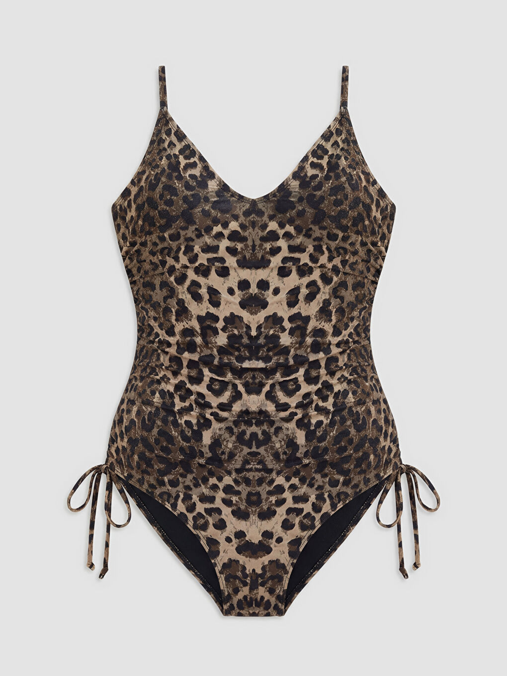 Kahverengi Çıkarılabilir Pedli Leopar Desenli Kadın Mayo