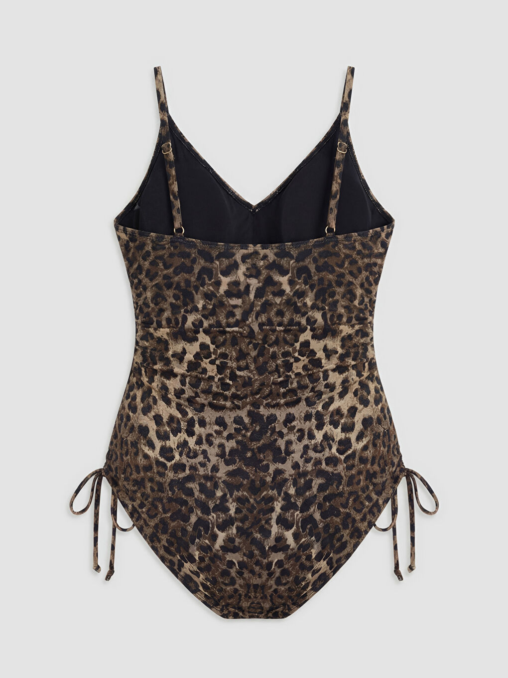 Kahverengi Çıkarılabilir Pedli Leopar Desenli Kadın Mayo-1