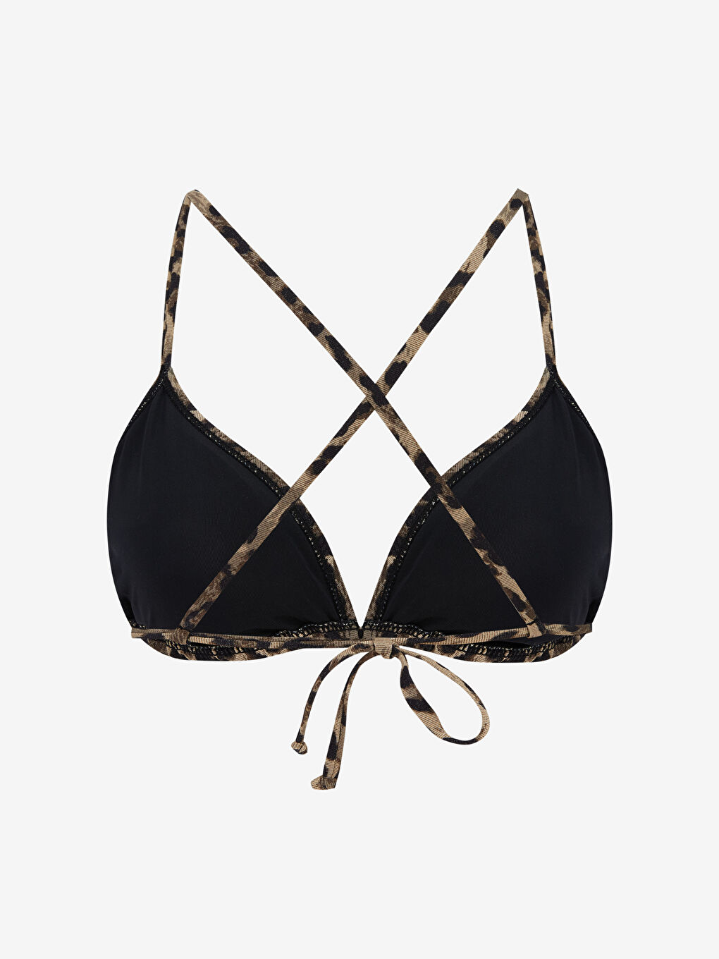 Kahverengi Leopar Desenli Çıkarılabilir Pedli Kadın Bikini Üst-1