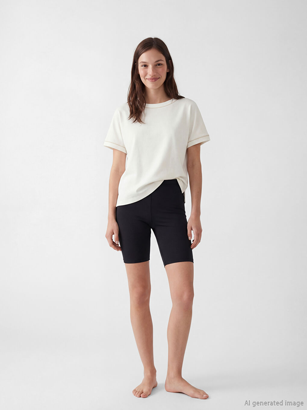 Siyah Beli Lastikli Kadın Yüzme Şort Tayt