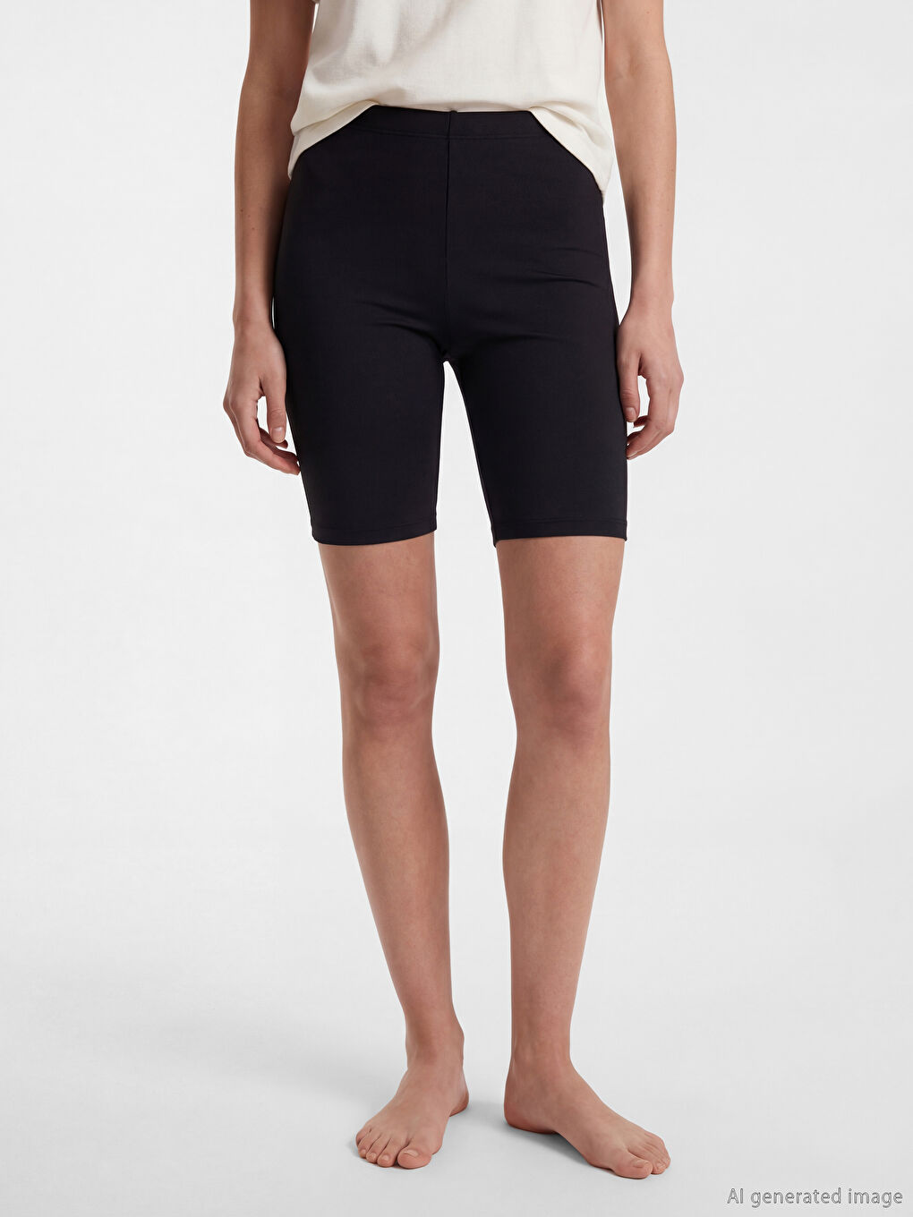 Siyah Beli Lastikli Kadın Yüzme Şort Tayt-1