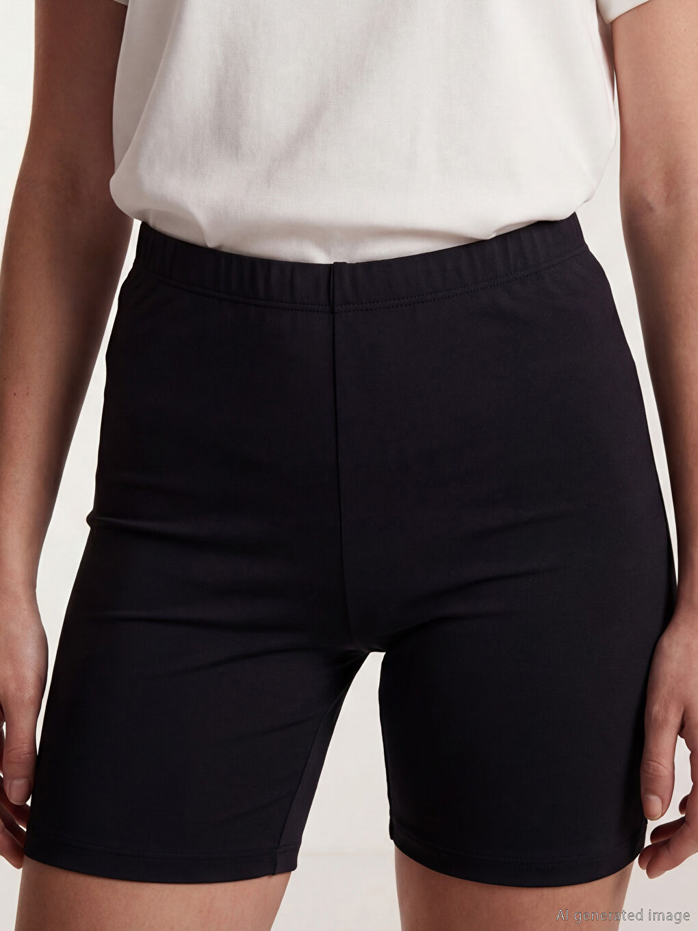 Siyah Beli Lastikli Kadın Yüzme Şort Tayt-2