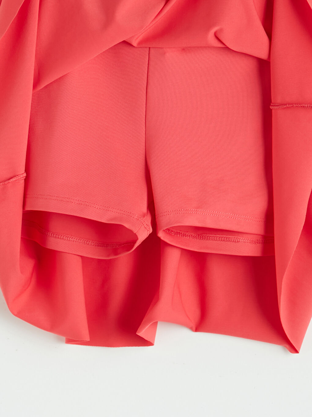 Kırmızı Beli Lastikli Kadın Yüzme Şort Etek-7