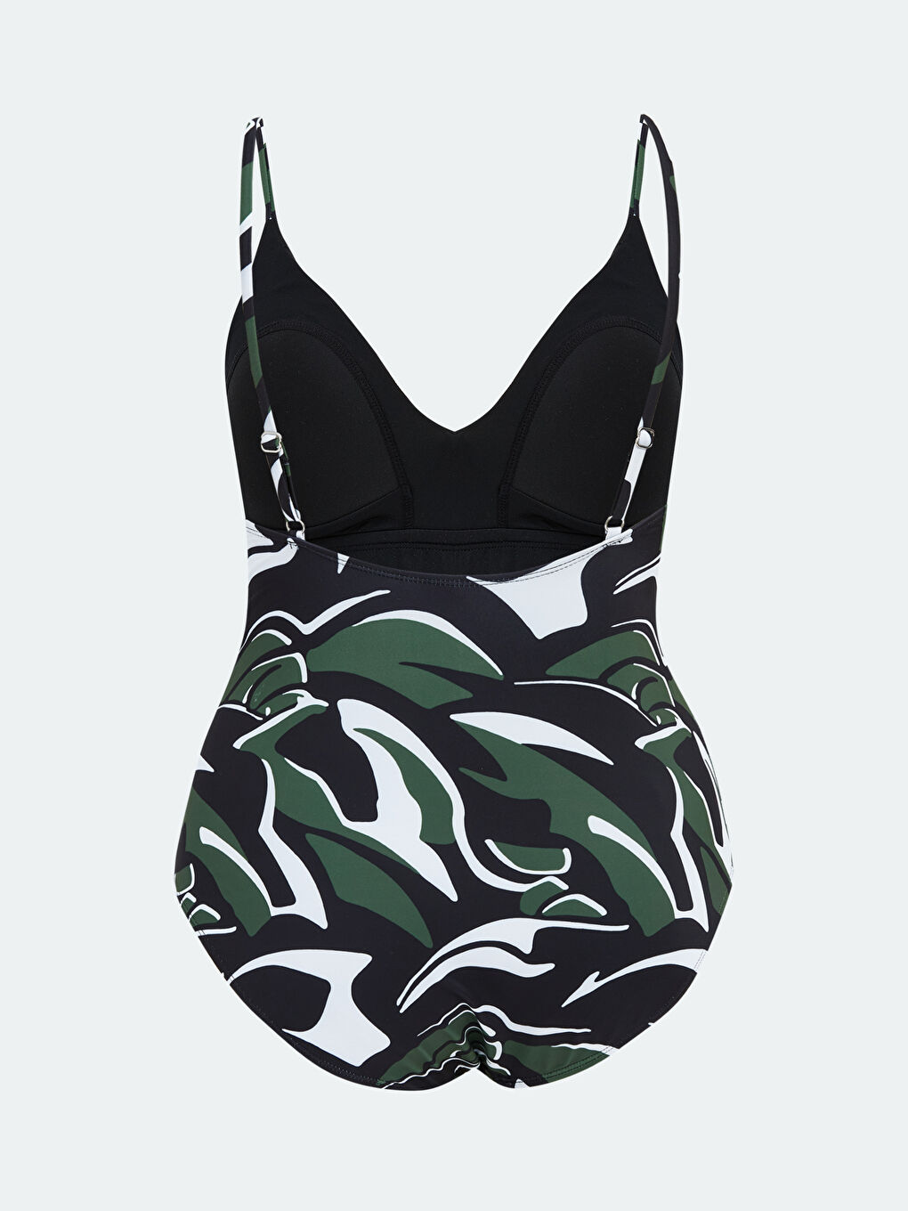 Siyah Fırfır Detaylı Desenli Kadın Mayo-1