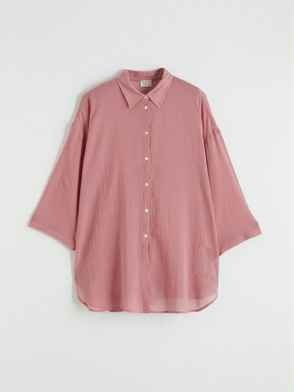 Pembe Gömlek Yaka Kadın Plaj Elbisesi