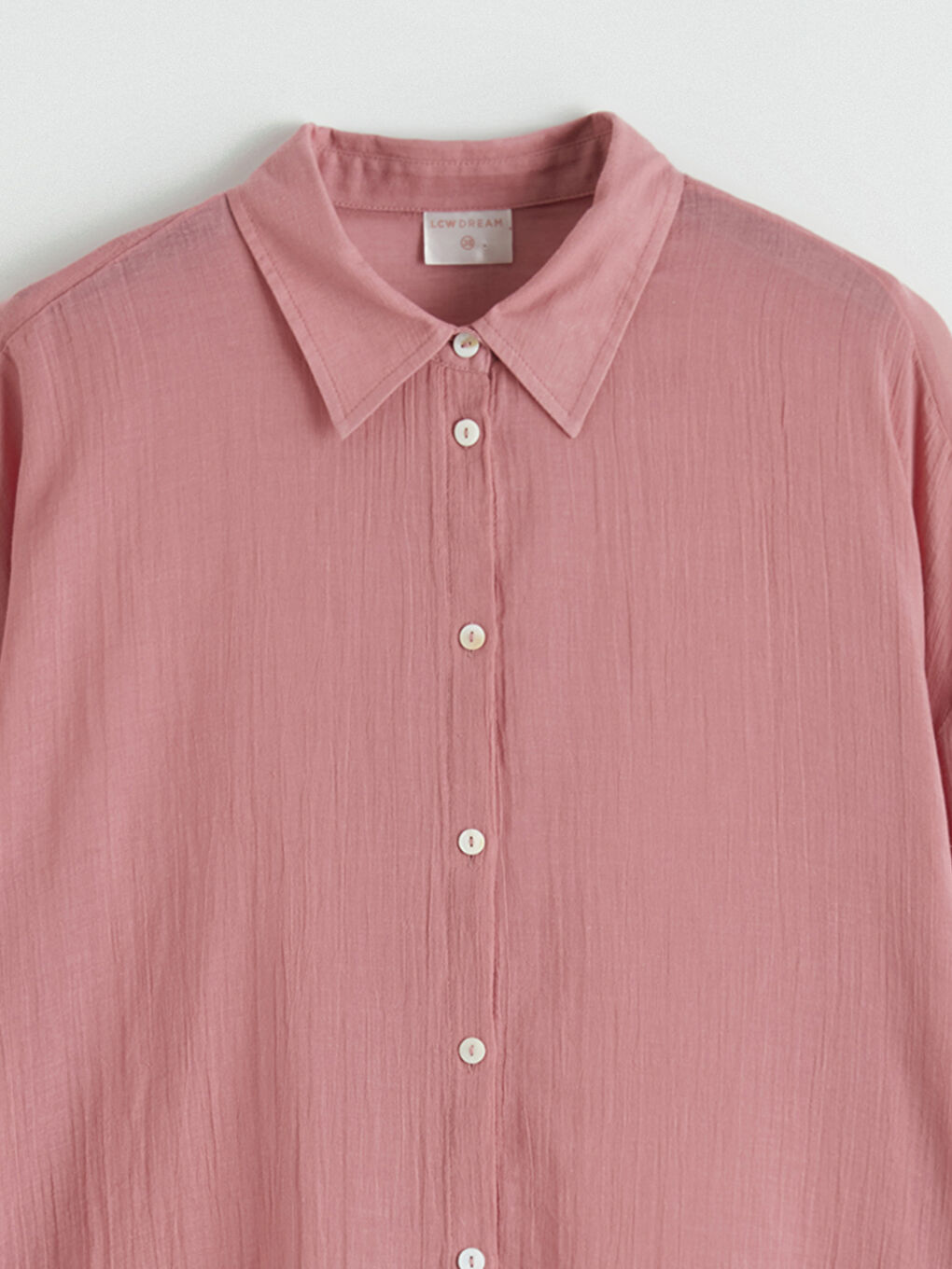 Pembe Gömlek Yaka Kadın Plaj Elbisesi-1