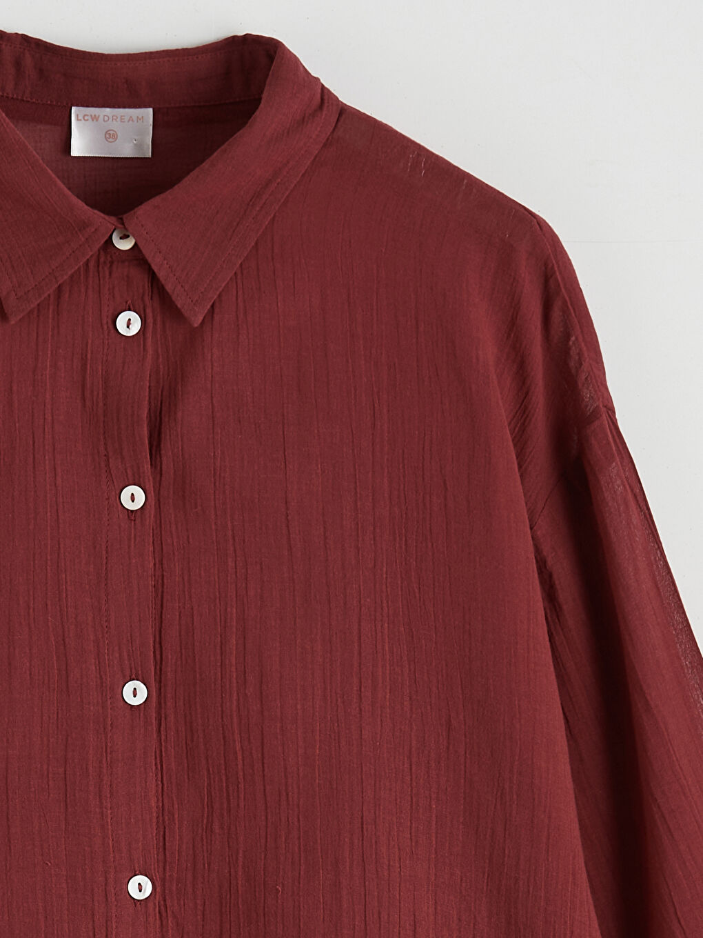 Bordo Gömlek Yaka Kadın Plaj Elbisesi-5