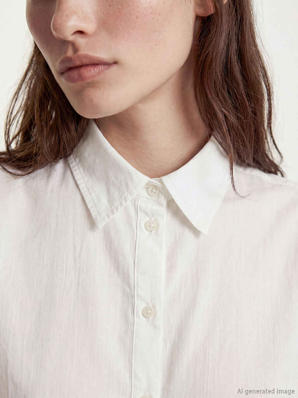 Ekru Gömlek Yaka Kadın Plaj Elbisesi-2