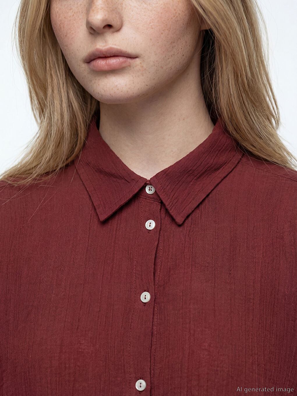 Bordo Gömlek Yaka Kadın Plaj Elbisesi-4