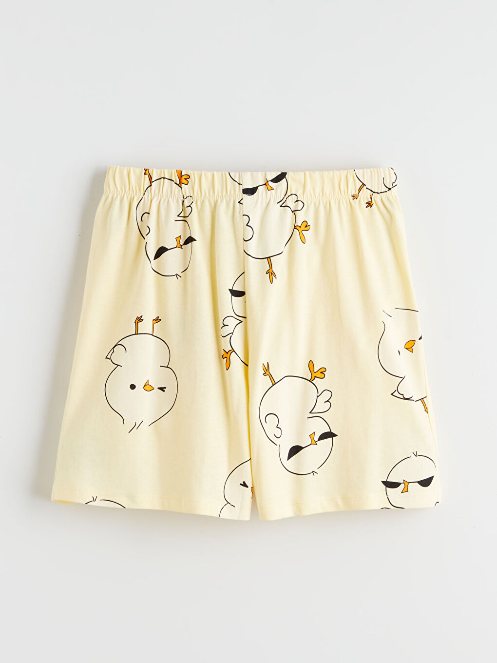 Sarı Civciv Baskılı Kadın Şortlu Pijama Takımı-7