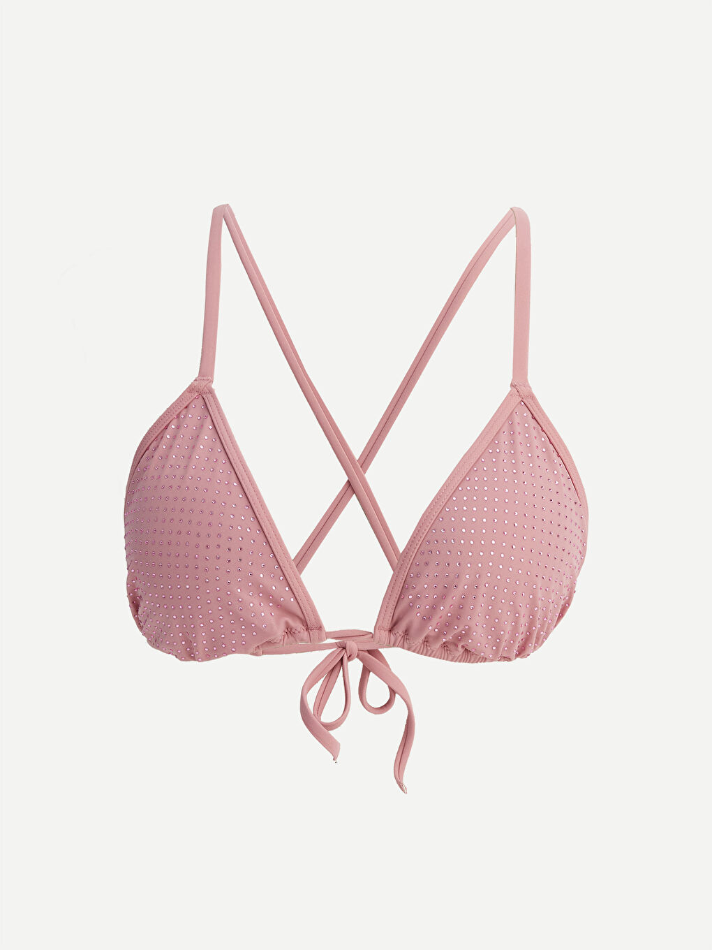 Pembe Çıkarılabilir Pedli Taşlı Kadın Bikini Üst