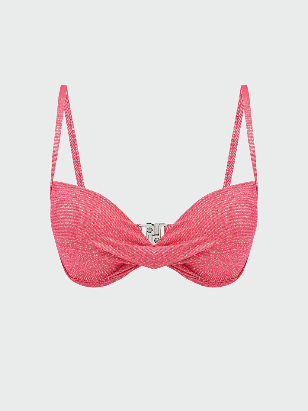 Pembe Parlak Görünümlü Dolgusuz Kadın Bikini Üst